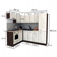 Bucatarie de Colt GENA NEW 3 ST. 160-230, Cu Corp de Cuptor, Wenge / Decor K366
